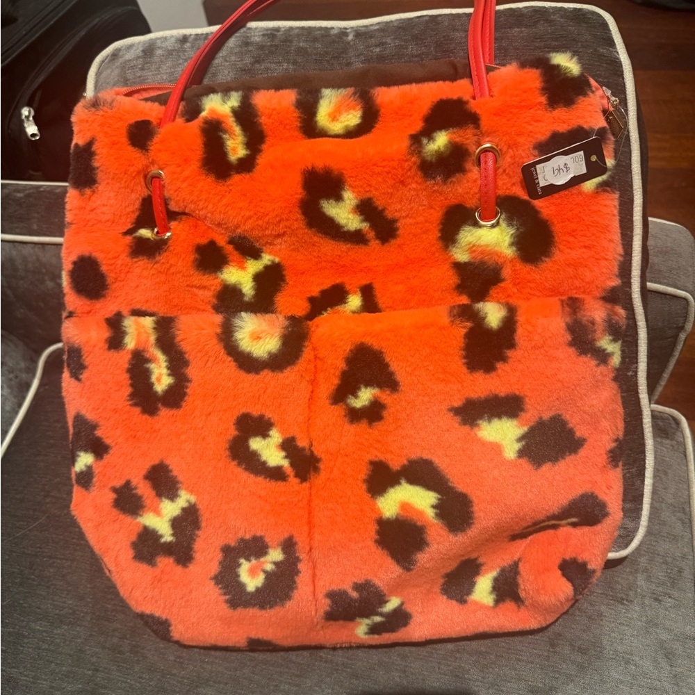 Vintage inspired funky faux fur tote